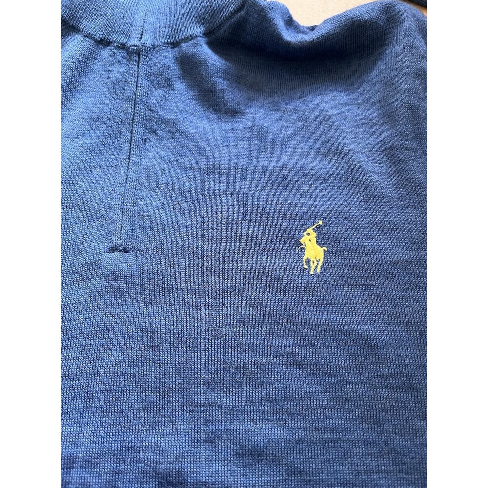Polo Ralph Lauren Merino Wool Quarter Zip Sweater Heathered Blue M Italian Yarn - Picture 6 of 16